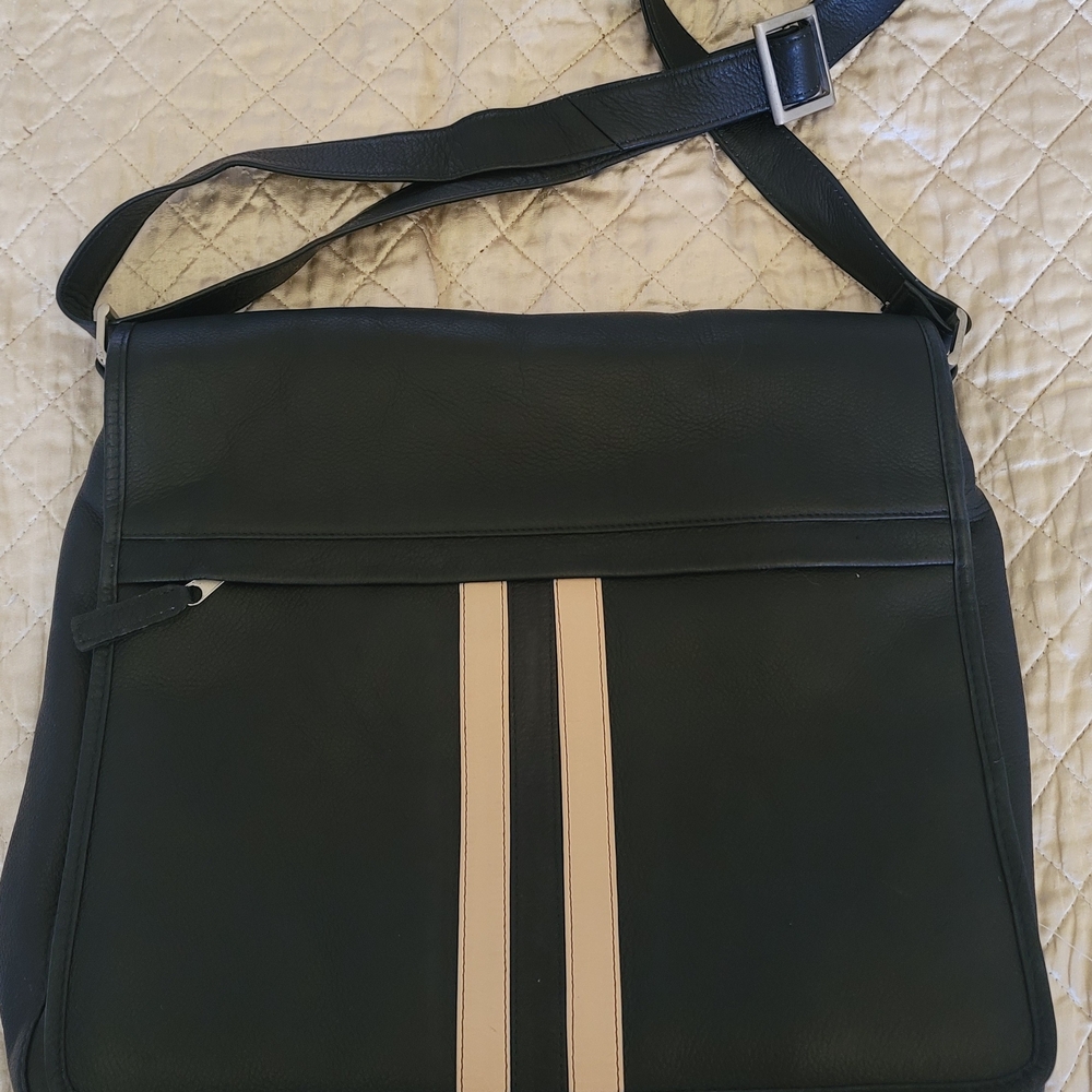 Latico Black and Cream Laptop Bag with Sleek Design